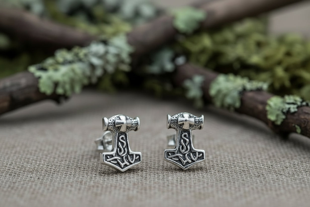 vkngjewelry Earrings Silver Sterling Thor Hammer Earrings