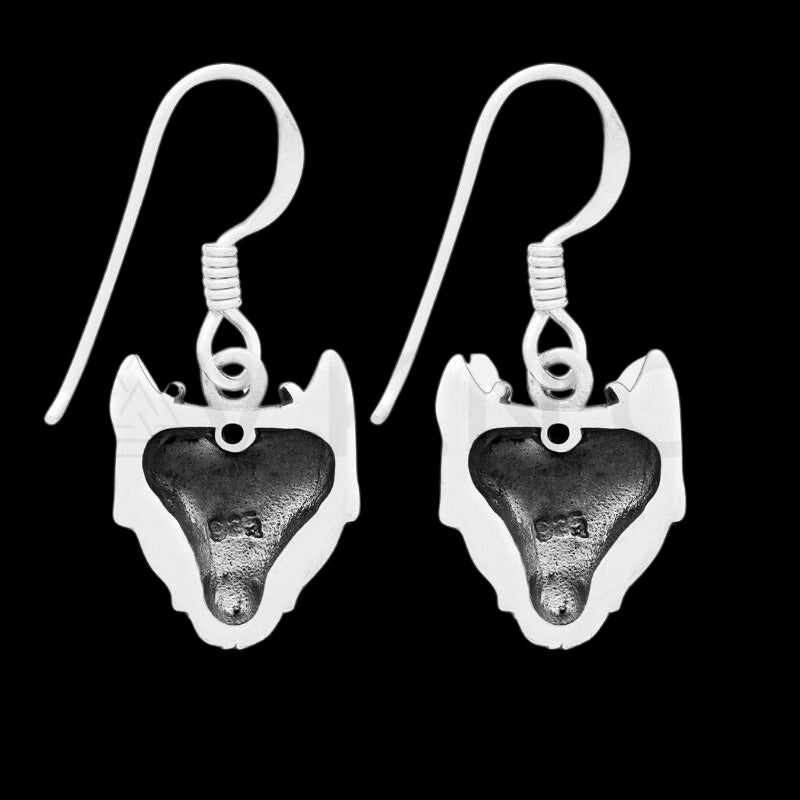 vkngjewelry Earring Silver Sterling Wolf Head Pendant Earrings