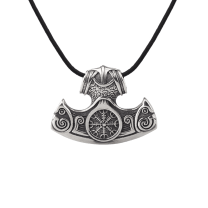 vkngjewelry Pendant Silver Thor Hammer Helm Of Awe