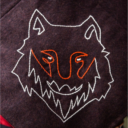 vkngjewelry Apparel & Accessories Skjoldehamn Gugel “Halfdan” Brown With Wolf Embroidery