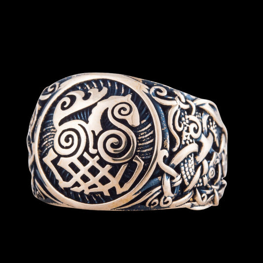 vkngjewelry Bagues Sleipnir Mammen Ornament Bronze Ring