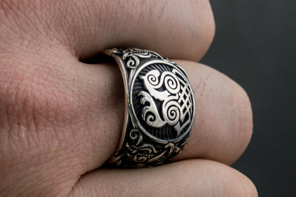 vkngjewelry Ring Handcrafted Sleipnir Mammen Style Sterling Silver Ring