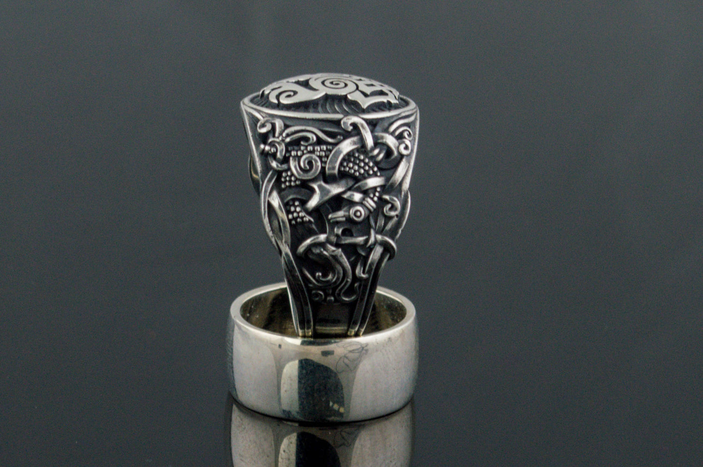 vkngjewelry Ring Handcrafted Sleipnir Mammen Style Sterling Silver Ring