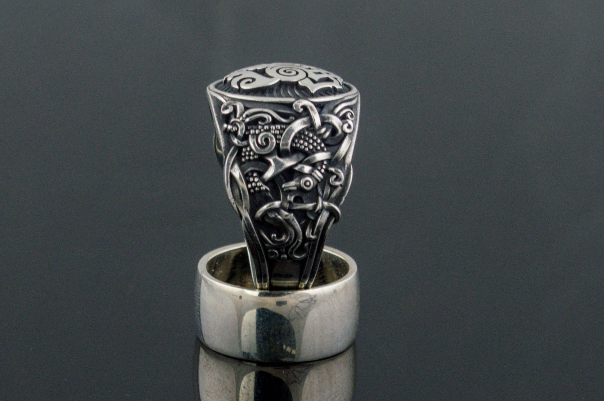 vkngjewelry Ring Handcrafted Sleipnir Mammen Style Sterling Silver Ring