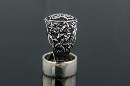 vkngjewelry Ring Handcrafted Sleipnir Mammen Style Sterling Silver Ring
