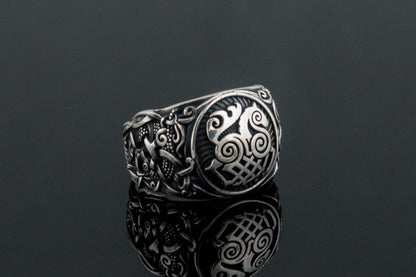 vkngjewelry Ring Handcrafted Sleipnir Mammen Style Sterling Silver Ring