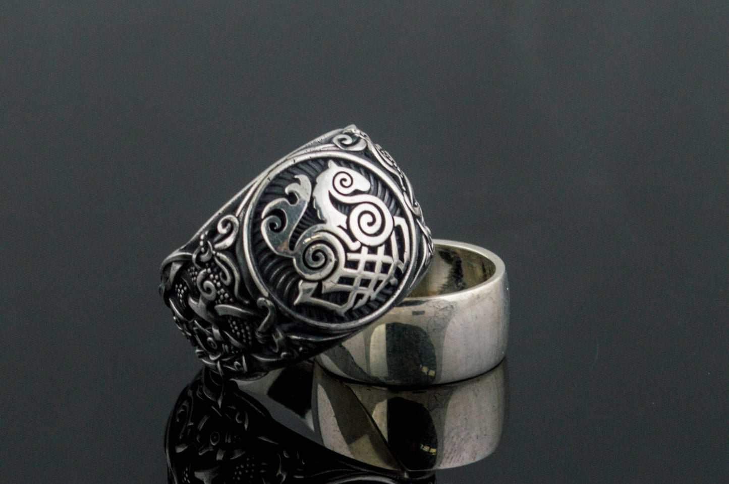 vkngjewelry Ring Handcrafted Sleipnir Mammen Style Sterling Silver Ring