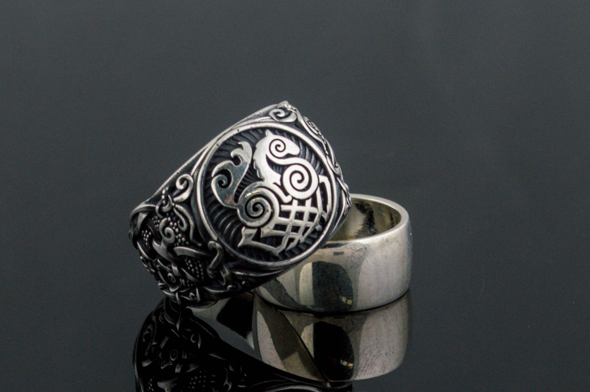 vkngjewelry Ring Handcrafted Sleipnir Mammen Style Sterling Silver Ring