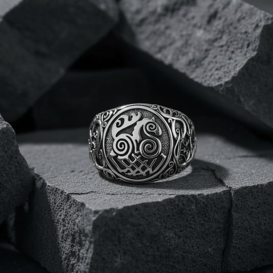 vkngjewelry Bagues Sleipnir Urnes Style Sterling Silver