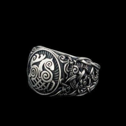 vkngjewelry Bagues Handcrafted Sleipnir Mammen Style Sterling Silver Ring