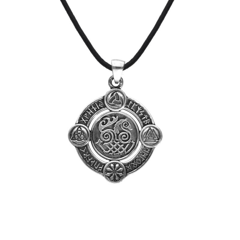 vkngjewelry Pendant Sleipnir Norse Symbols Sterling Silver Pendant