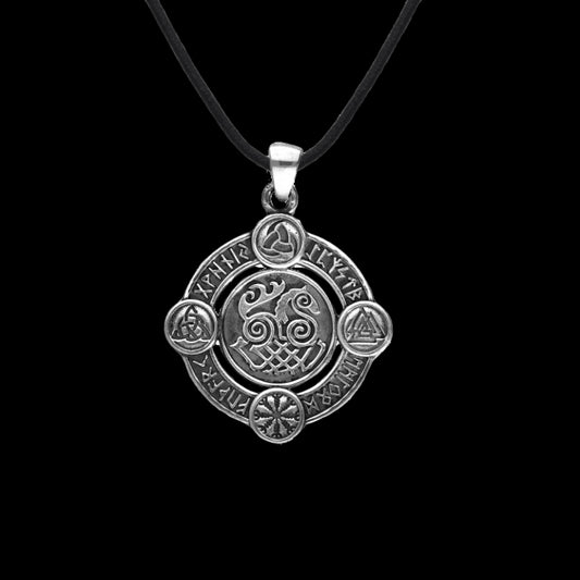 vkngjewelry Pendant Handcrafted Sleipnir Norse Symbols Sterling Silver Pendant