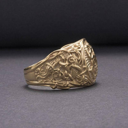 vkngjewelry Bagues Sleipnir Urnes Ornament Gold Ring