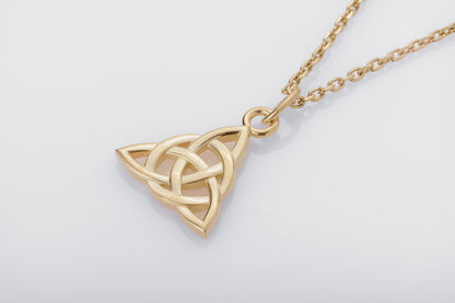 vkngjewelry Pendant Handcrafted Slim Celtic Triquetra Gold Pendant
