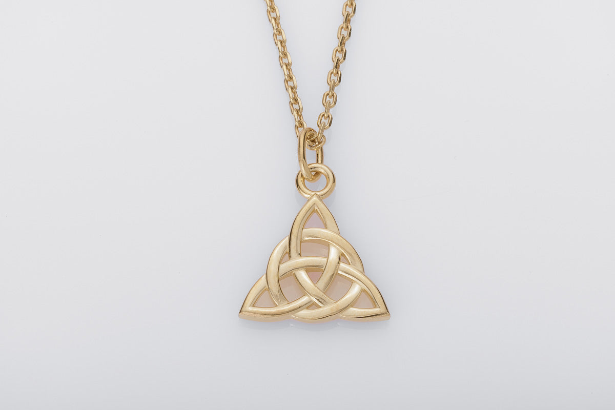 vkngjewelry Pendant Handcrafted Slim Celtic Triquetra Gold Pendant