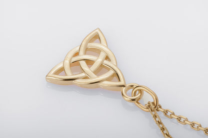 vkngjewelry Pendant Handcrafted Slim Celtic Triquetra Gold Pendant