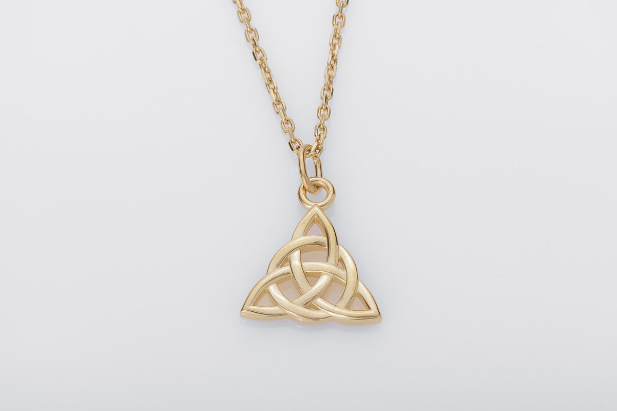 vkngjewelry Pendant Handcrafted Slim Celtic Triquetra Gold Pendant