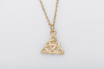 vkngjewelry Pendant Handcrafted Slim Celtic Triquetra Gold Pendant