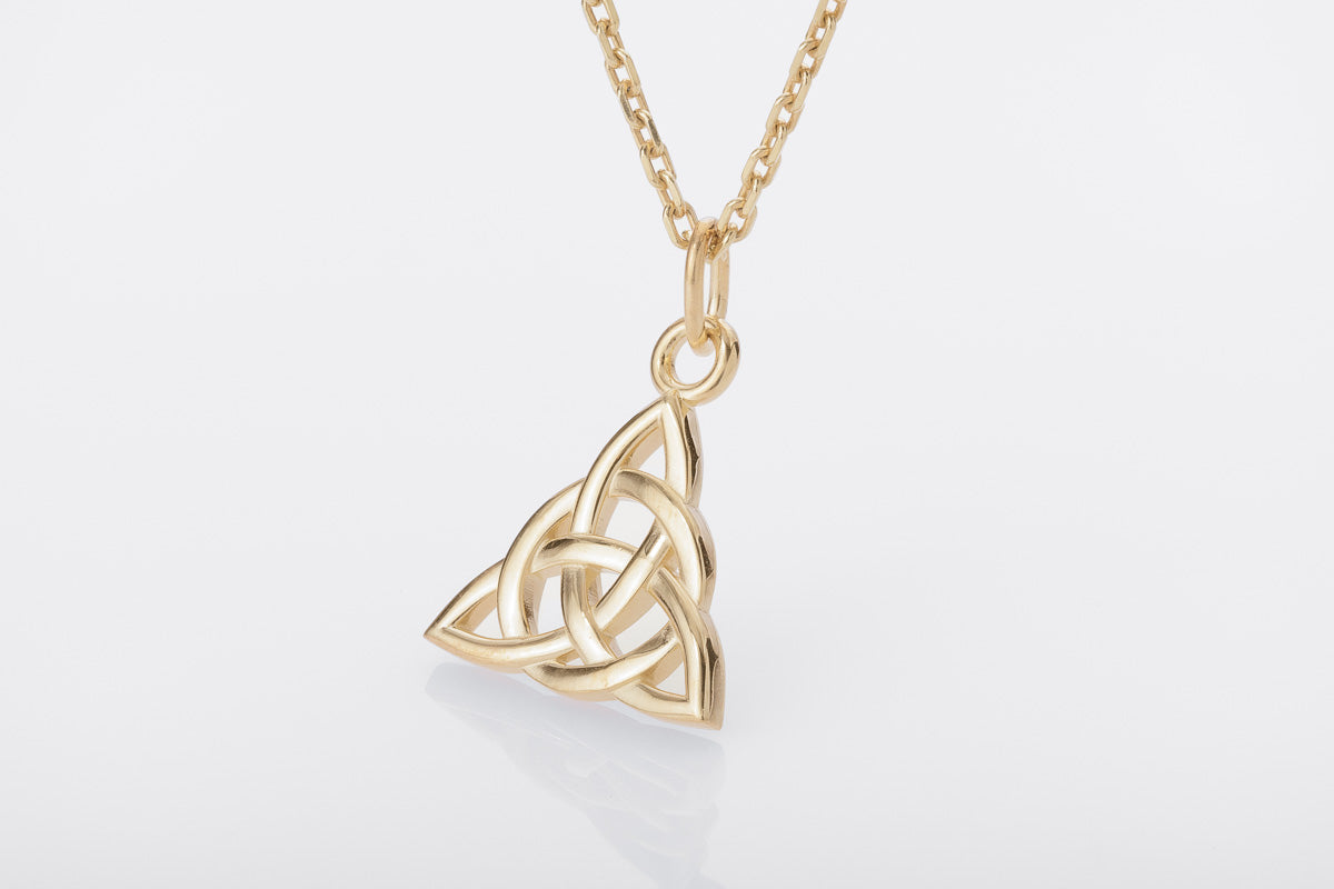 vkngjewelry Pendant Handcrafted Slim Celtic Triquetra Gold Pendant