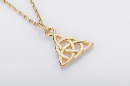 vkngjewelry Pendant Handcrafted Slim Celtic Triquetra Gold Pendant