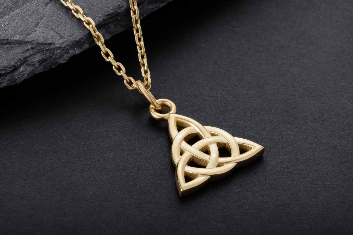 vkngjewelry Pendant Handcrafted Slim Celtic Triquetra Gold Pendant