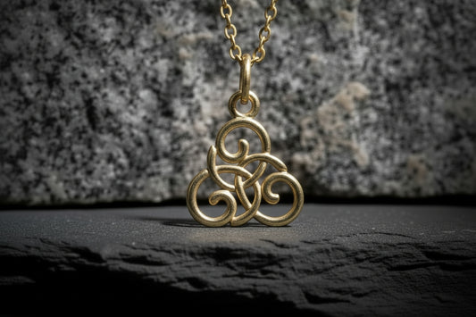 vkngjewelry Pendant Handcrafted Slim Celtic Triskel Gold Pendant