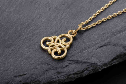 vkngjewelry Pendant Handcrafted Slim Celtic Triskel Gold Pendant