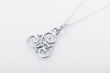 vkngjewelry Pendant Handcrafted Slim Celtic Triskel Silver Pendant