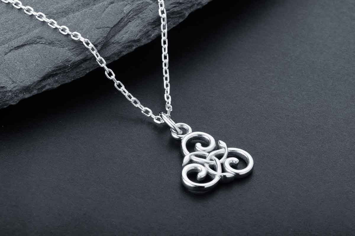 vkngjewelry Pendant Handcrafted Slim Celtic Triskel Silver Pendant