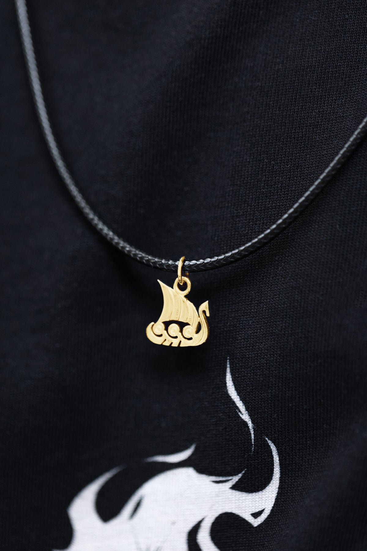 vkngjewelry Pendant Handcrafted Slim "Drakkar" Viking Longship Gold Pendant