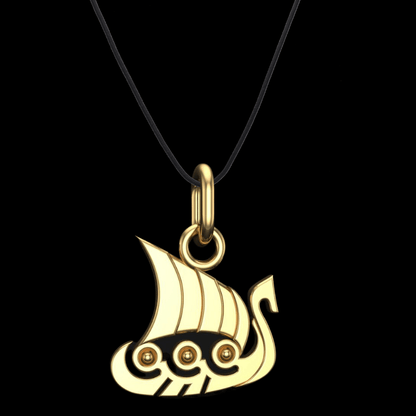 vkngjewelry pendentif Slim "Drakkar" Viking Longship Gold Pendant