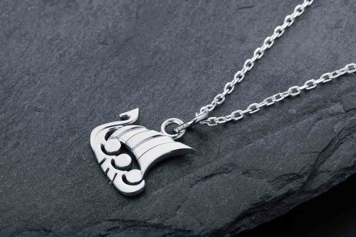vkngjewelry Pendant Handcrafted Slim "Drakkar" Viking Longship Silver Pendant