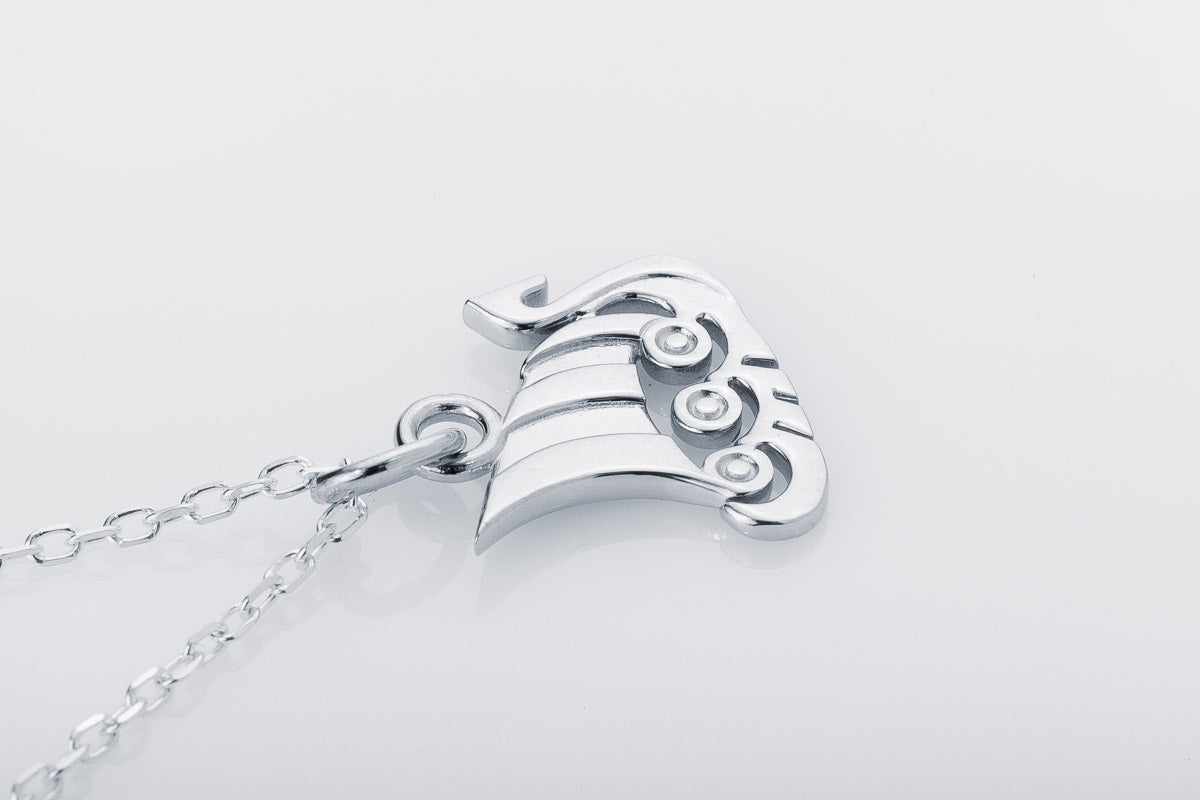 vkngjewelry Pendant Handcrafted Slim "Drakkar" Viking Longship Silver Pendant