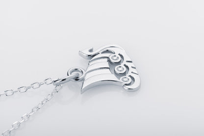 vkngjewelry Pendant Handcrafted Slim "Drakkar" Viking Longship Silver Pendant