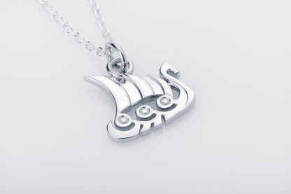 vkngjewelry Pendant Handcrafted Slim "Drakkar" Viking Longship Silver Pendant