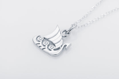 vkngjewelry Pendant Handcrafted Slim "Drakkar" Viking Longship Silver Pendant