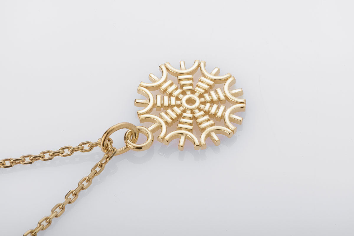 vkngjewelry Pendant Handcrafted Slim Helm Of Awe Gold Pendant