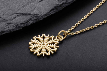 vkngjewelry Pendant Handcrafted Slim Helm Of Awe Gold Pendant