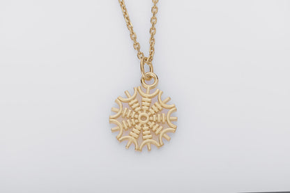 vkngjewelry Pendant Handcrafted Slim Helm Of Awe Gold Pendant
