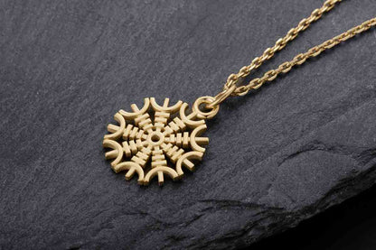 vkngjewelry Pendant Handcrafted Slim Helm Of Awe Gold Pendant