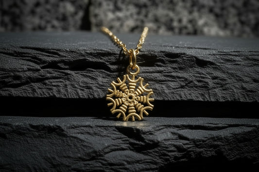 vkngjewelry Pendant Handcrafted Slim Helm Of Awe Gold Pendant
