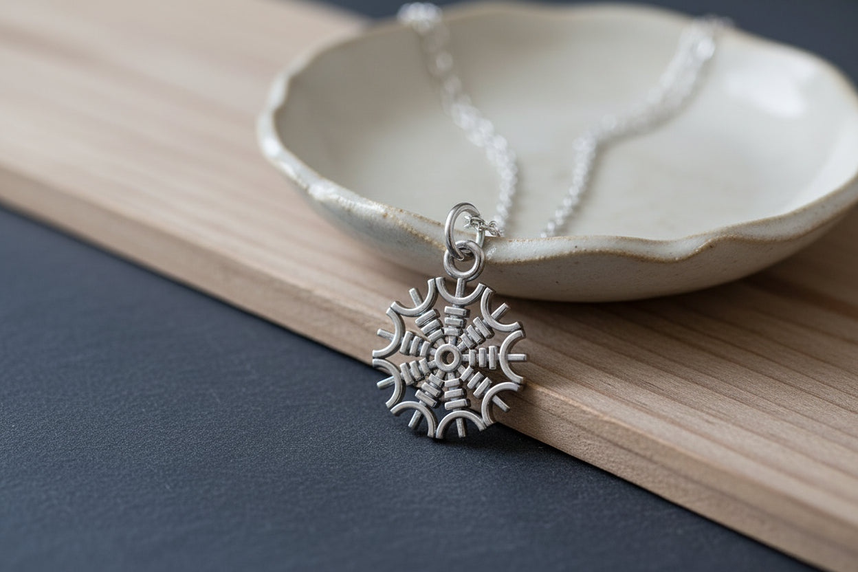 vkngjewelry Pendant Handcrafted Mini Helm Of Awe Silver Pendant