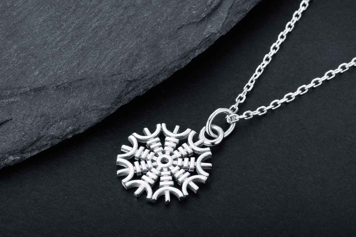 vkngjewelry Pendant Handcrafted Mini Helm Of Awe Silver Pendant