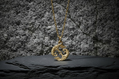 vkngjewelry Pendant Handcrafted Slim Hugin & Munin Gold pendant