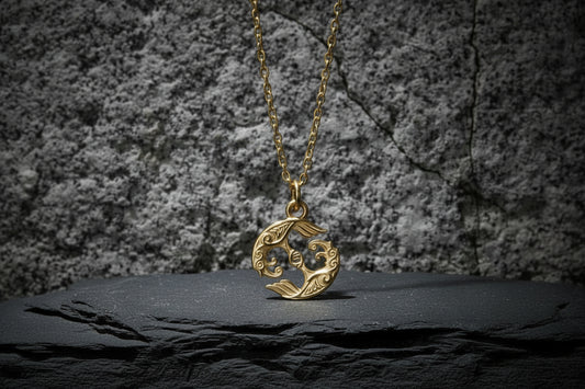 vkngjewelry Pendant Handcrafted Slim Hugin & Munin Gold pendant