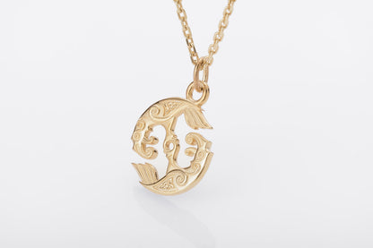 vkngjewelry Pendant Handcrafted Slim Hugin & Munin Gold pendant
