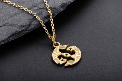 vkngjewelry Pendant Handcrafted Slim Hugin & Munin Gold pendant