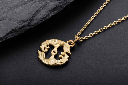 vkngjewelry Pendant Handcrafted Slim Hugin & Munin Gold pendant