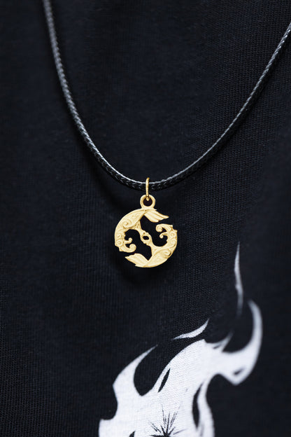 vkngjewelry Pendant Handcrafted Slim Hugin & Munin Gold pendant