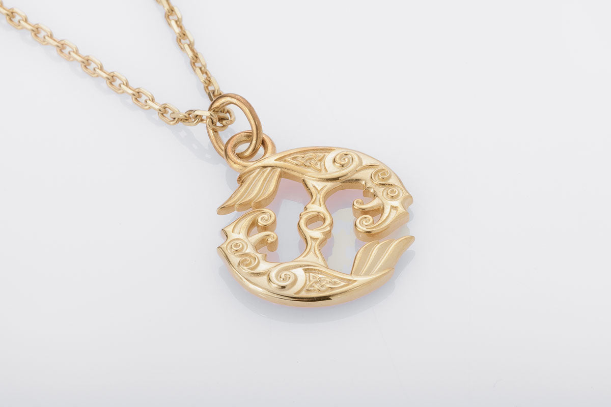 vkngjewelry Pendant Handcrafted Slim Hugin & Munin Gold pendant